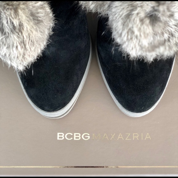 BCBGMAXAZRIA Perry Fur Pom High-heel Ankle Bootie - Picture 3 of 9